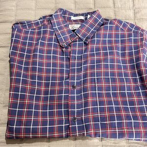 Vintage Plaid Button Down Camp Shirt Main Stream Collar Shirt Mens Size Medium